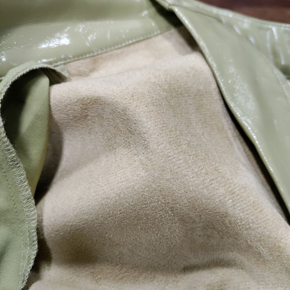 Danielle Bernstein Olive Patent Faux Leather Fully Lined Wide-Leg Pants Size 14 - Picture 11 of 16